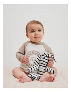 Organically Grown Circle Logo Sweat Bodysuit in Mushroom Multi