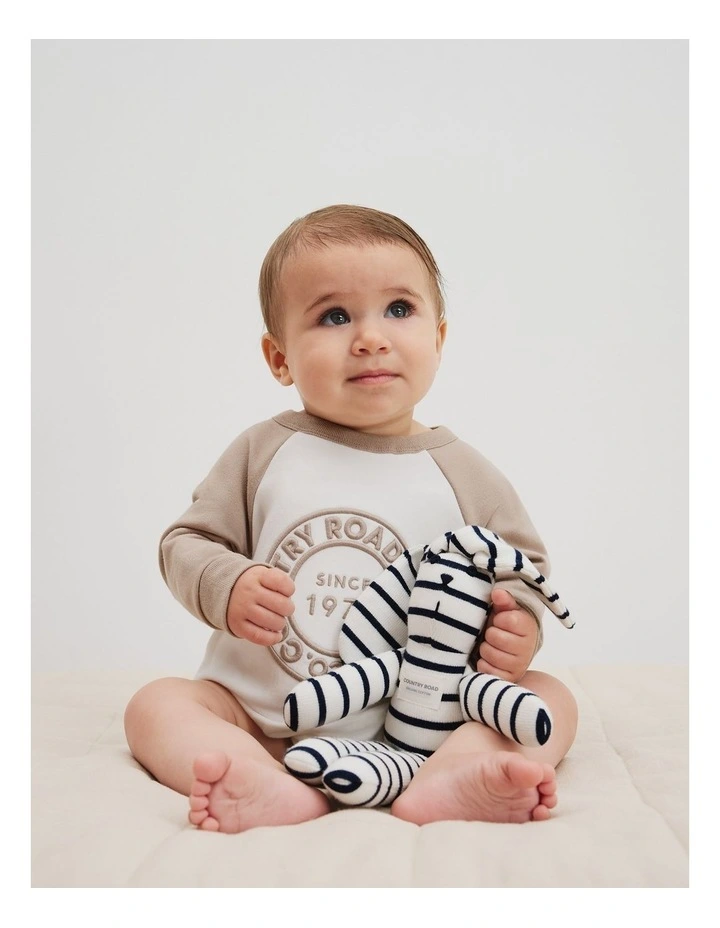 Organically Grown Circle Logo Sweat Bodysuit in Mushroom Multi image 1