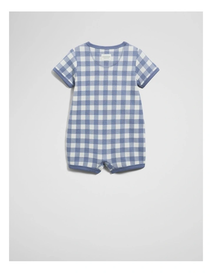 Gingham Short Sleeve Bodysuit in Slate Blue image 4