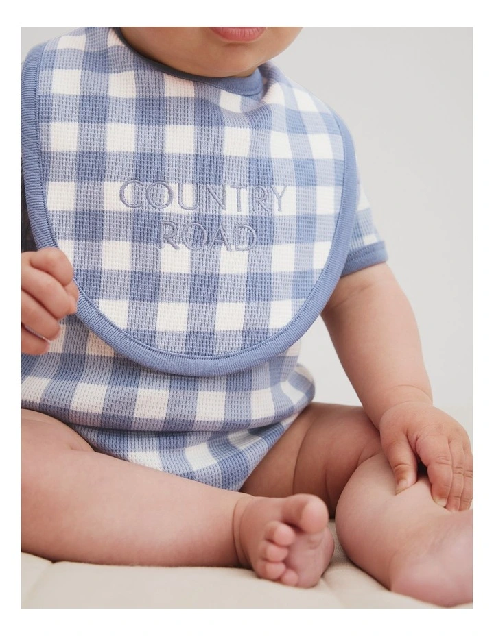 Organically Grown Cotton Waffle Bib in Slate Blue image 2