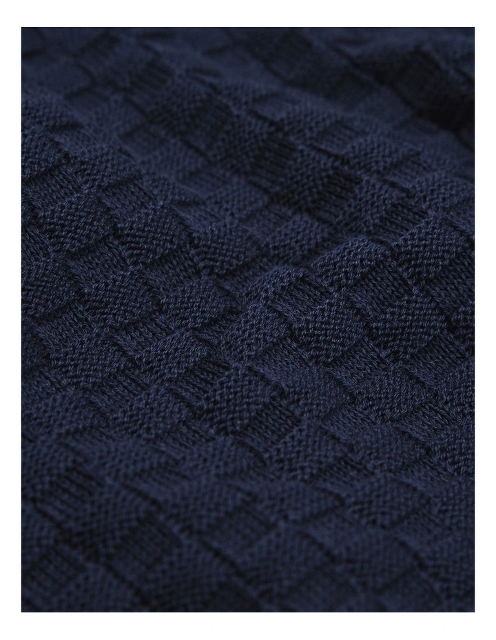 Textured Knit Romper in Navy image 3