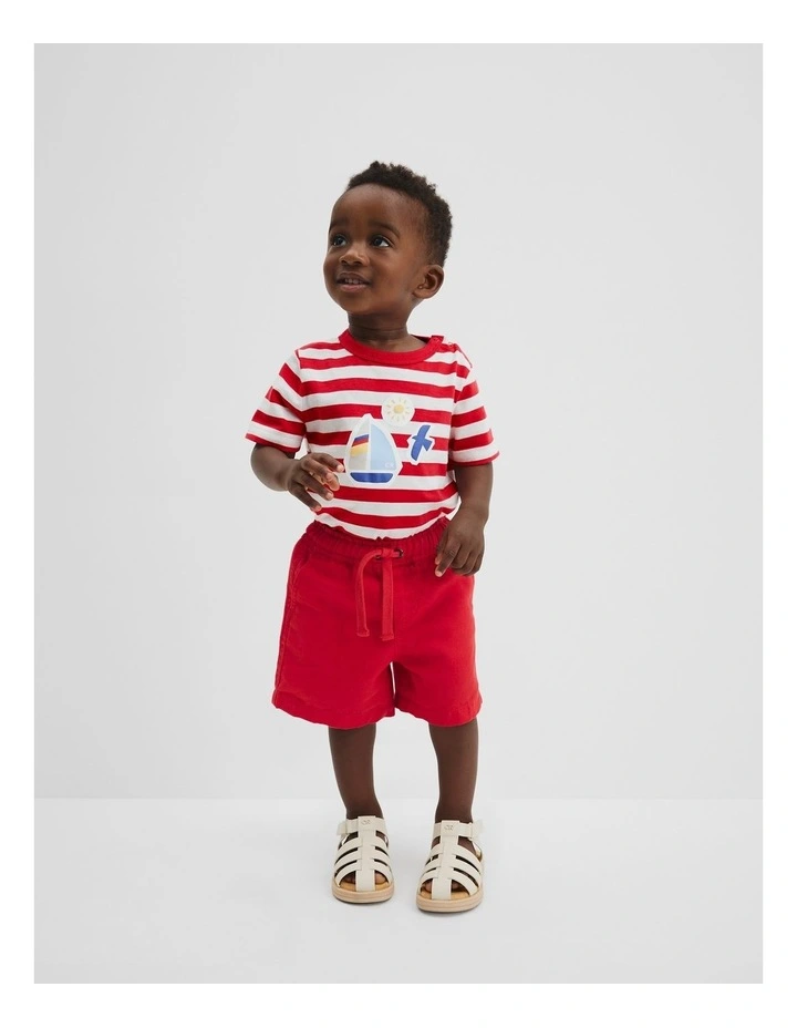 Cotton Linen Short in Rich Red image 1