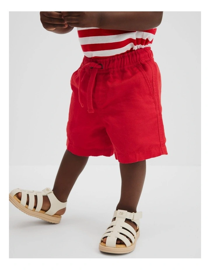 Cotton Linen Short in Rich Red image 2