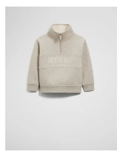 Australian Cotton Heritage Half Zip in Stone Marle