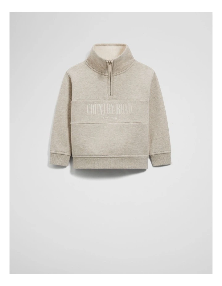 Australian Cotton Heritage Half Zip in Stone Marle image 1