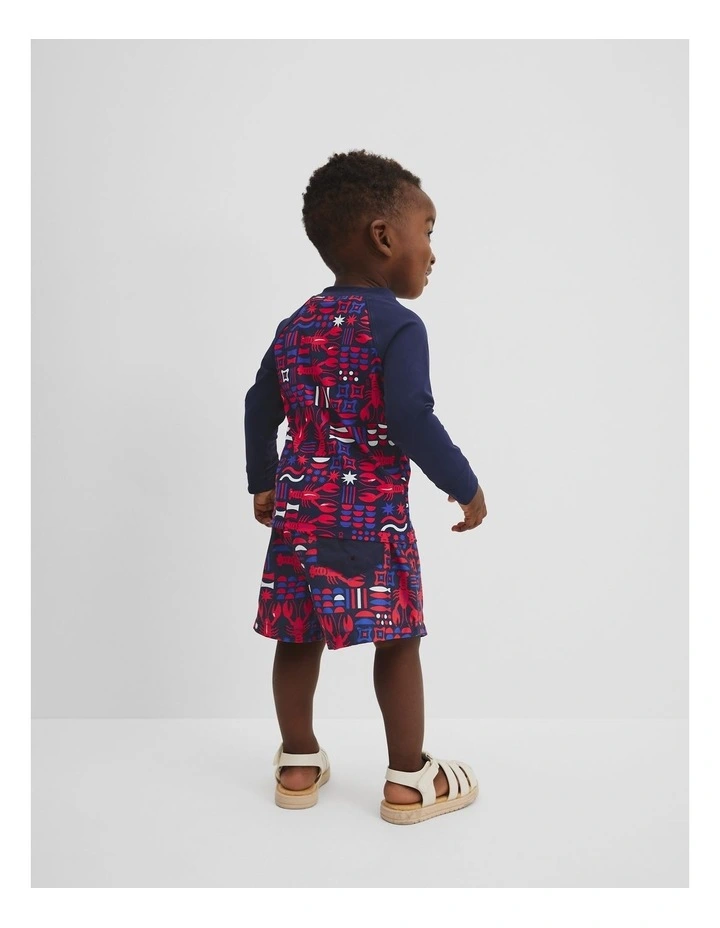 Lobster Geometric Rash Vest in Navy image 3