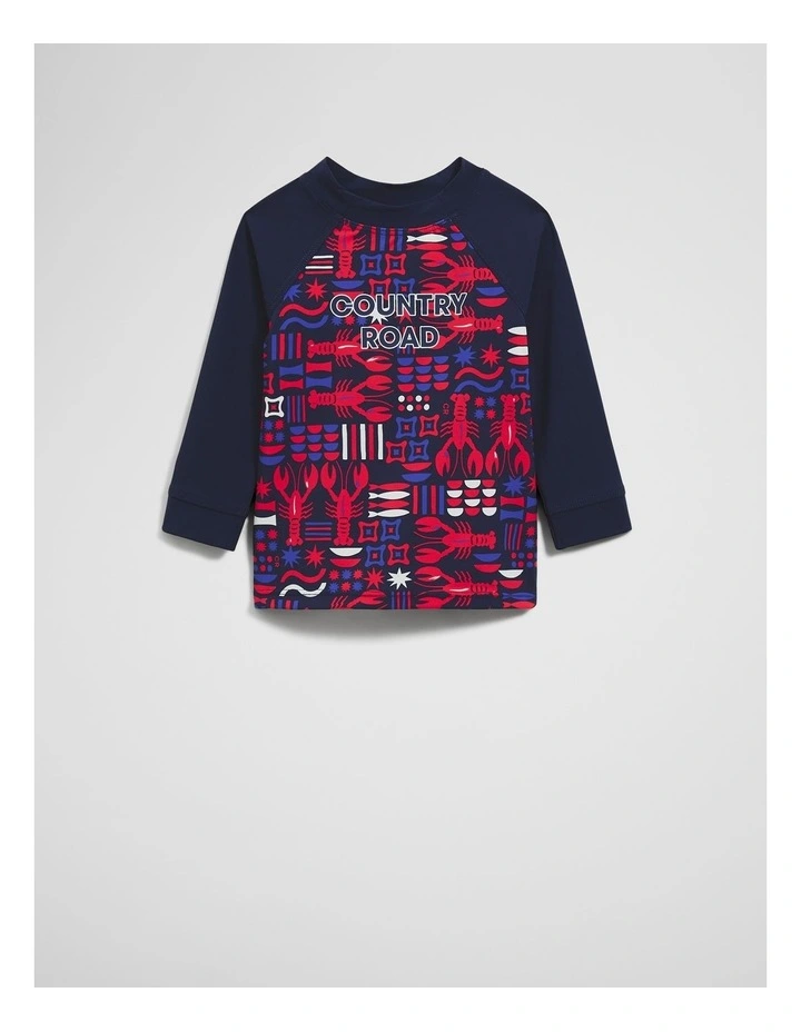 Lobster Geometric Rash Vest in Navy image 4