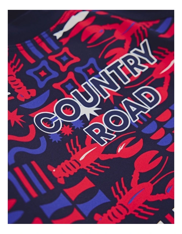 Lobster Geometric Rash Vest in Navy image 5