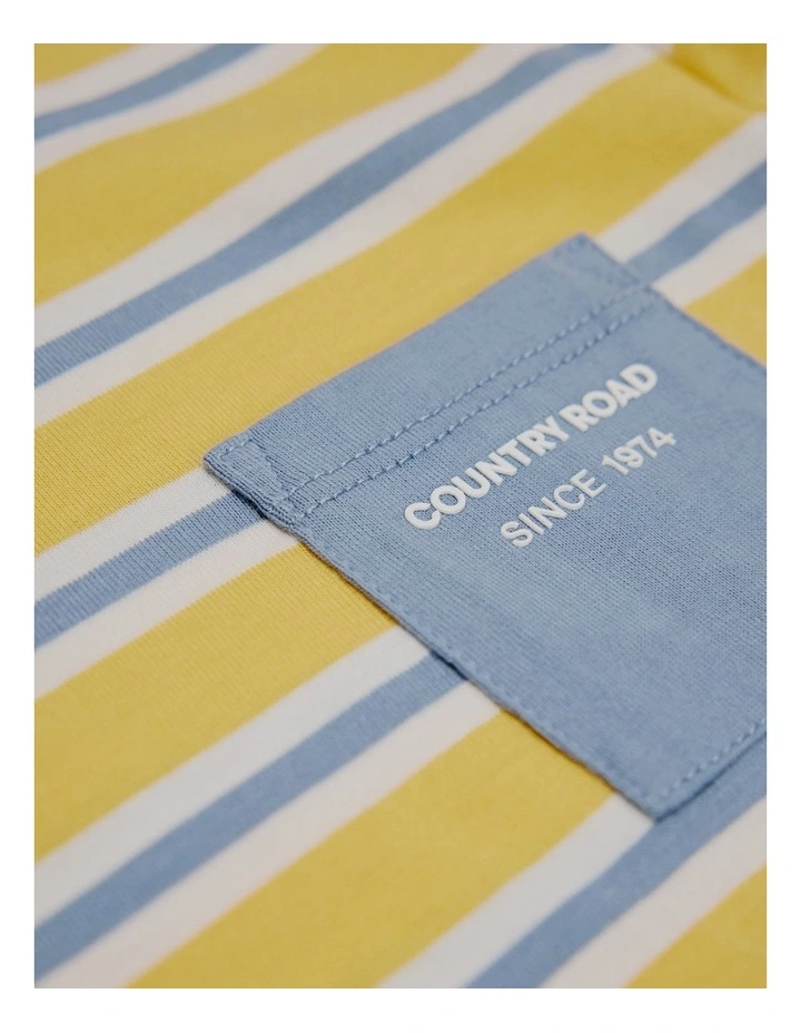 Organically Grown Cotton Stripe Pocket T-shirt in Mustard image 2