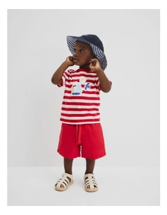 Stripe Boat T-shirt in Rich Red