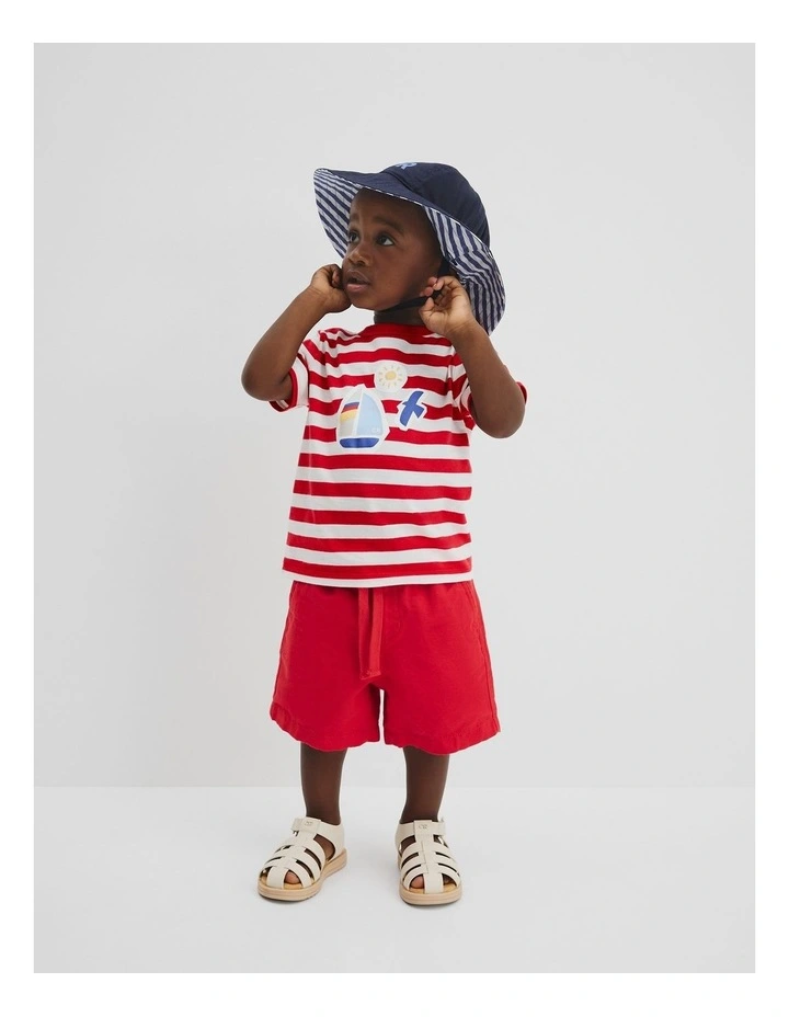 Stripe Boat T-shirt in Rich Red image 1