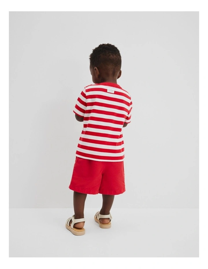 Stripe Boat T-shirt in Rich Red image 3