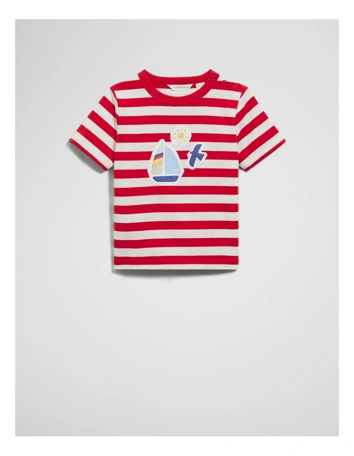 Stripe Boat T-shirt in Rich Red image 4