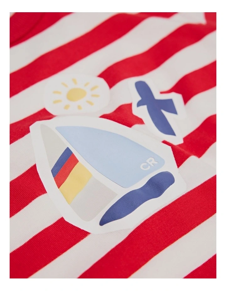 Stripe Boat T-shirt in Rich Red image 5