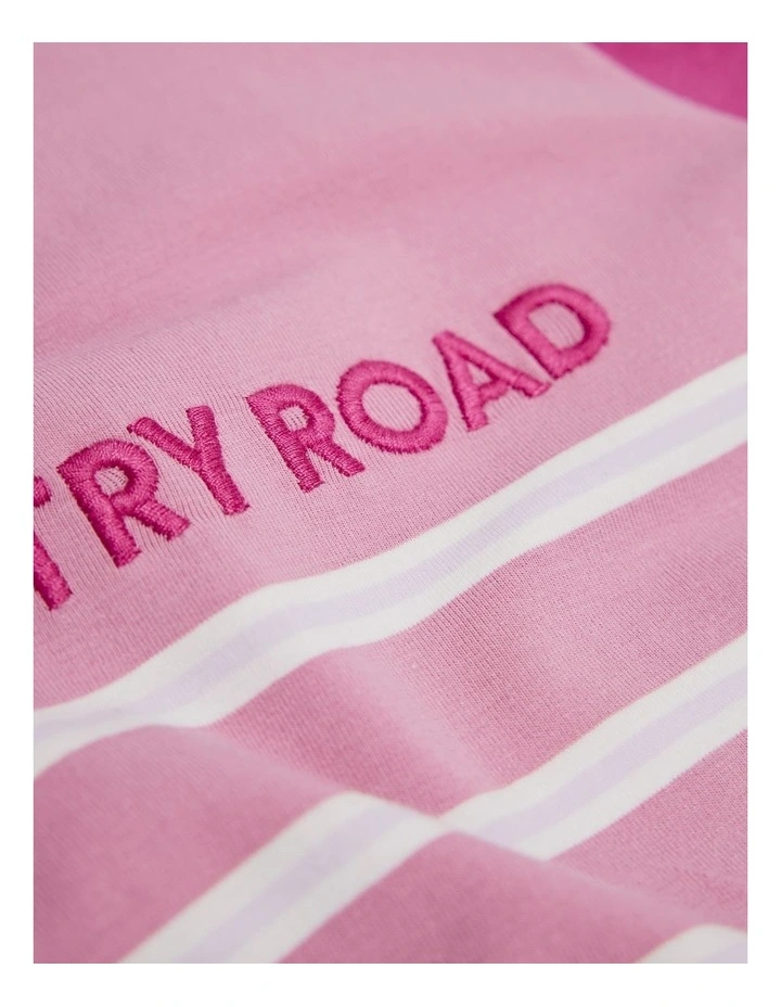 Organically Grown Cotton Stripe Logo T-shirt Bodysuit in Berry image 5