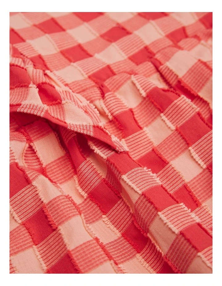 Gingham Flutter Sleeve Dress in Cranberry image 5