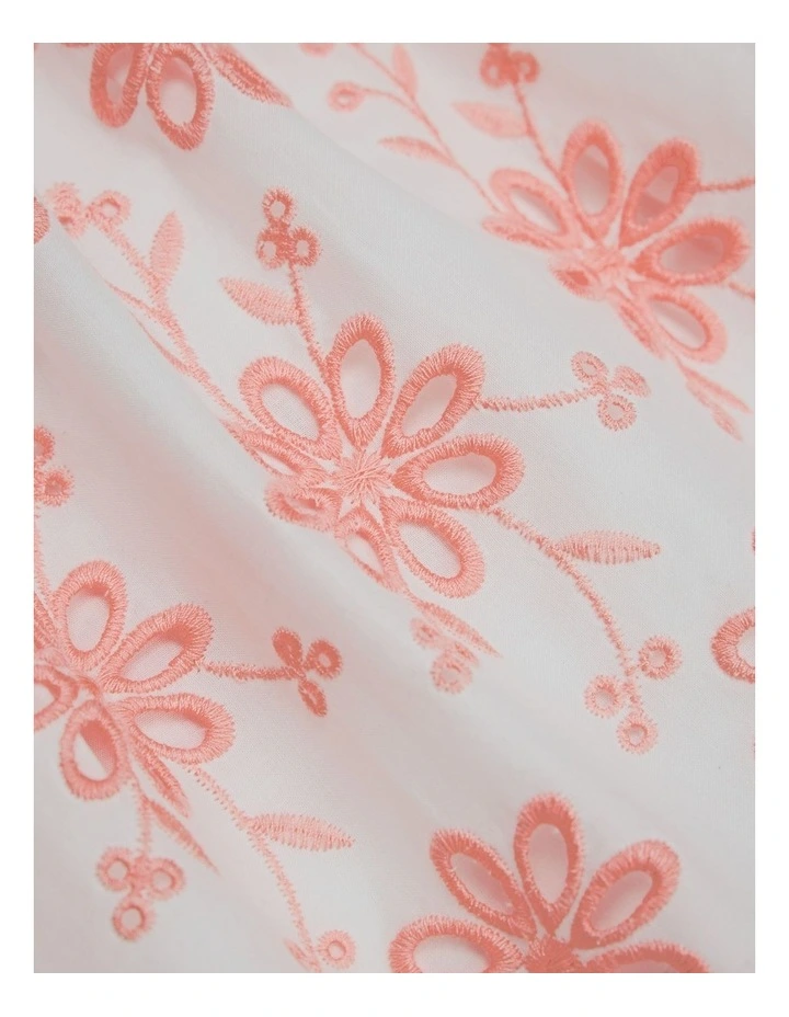 Broderie Frill Dress in Coral image 5
