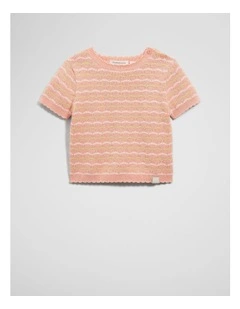 Stripe Knit Top in Coral Stripe