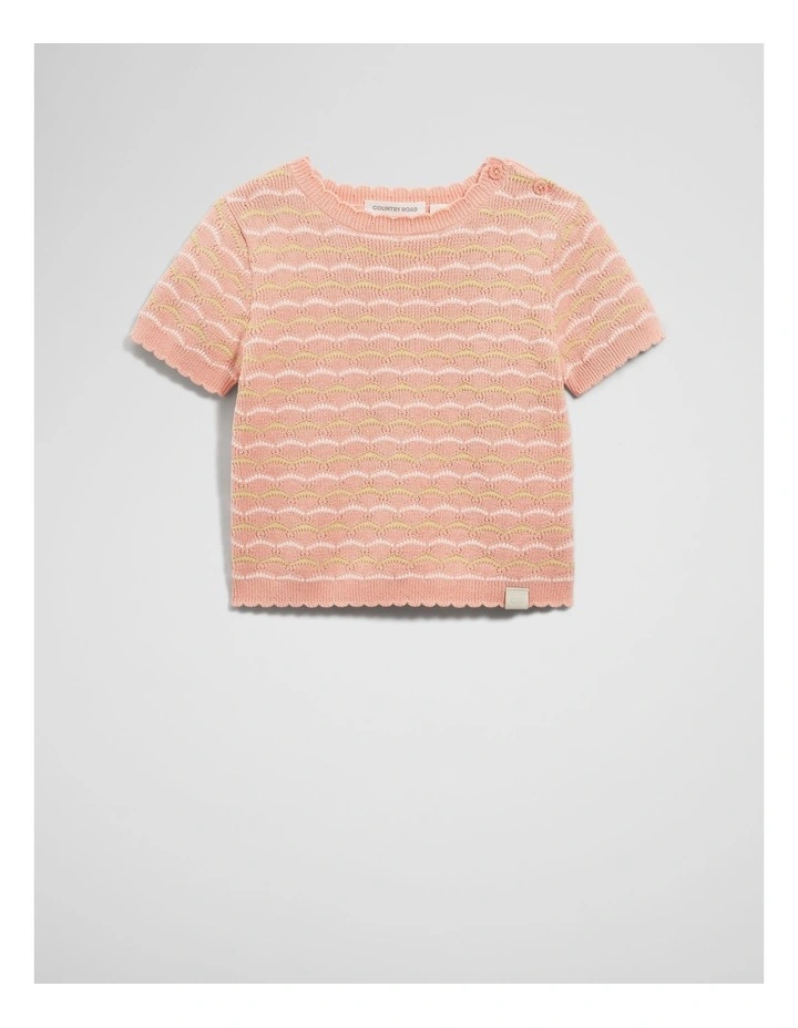 Stripe Knit Top in Coral Stripe image 1