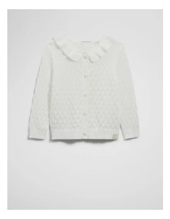 Frill Neck Cardigan in Marshmallow