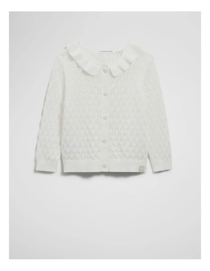 Frill Neck Cardigan in Marshmallow image 1
