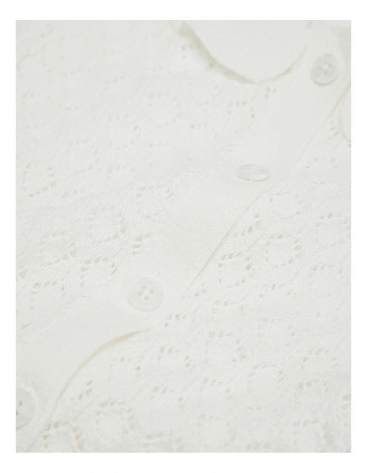 Frill Neck Cardigan in Marshmallow image 2