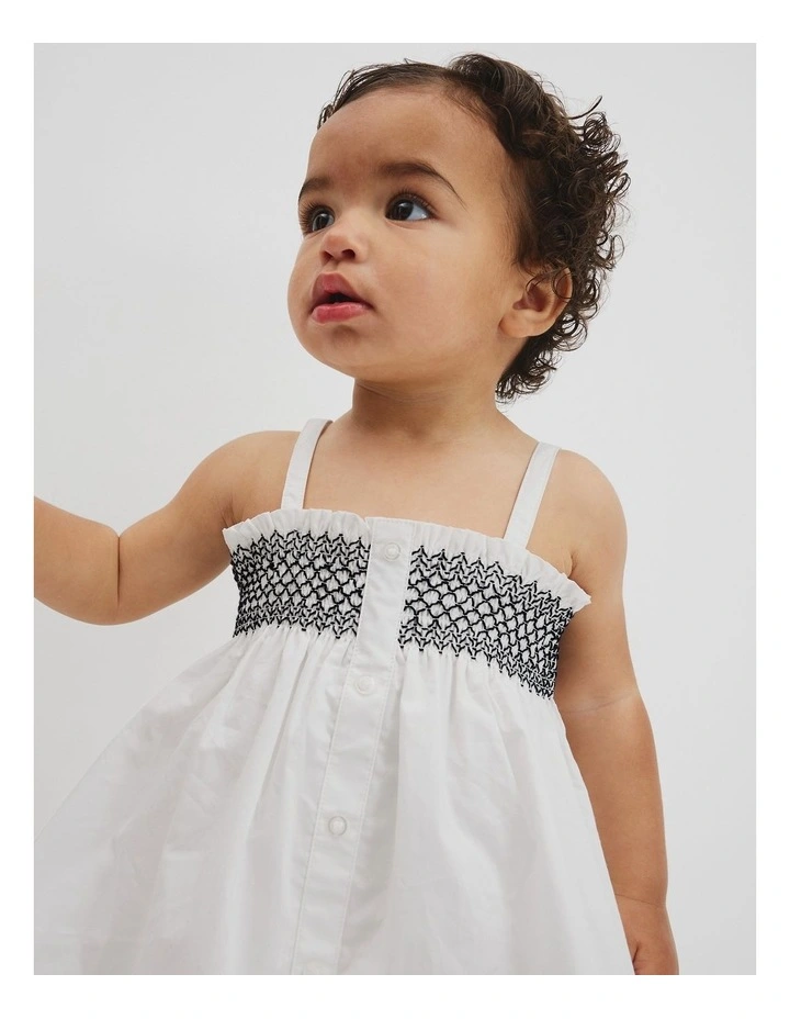 Shirred Romper Dress in Marshmallow image 2