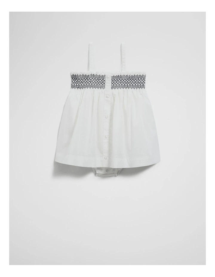 Shirred Romper Dress in Marshmallow image 4