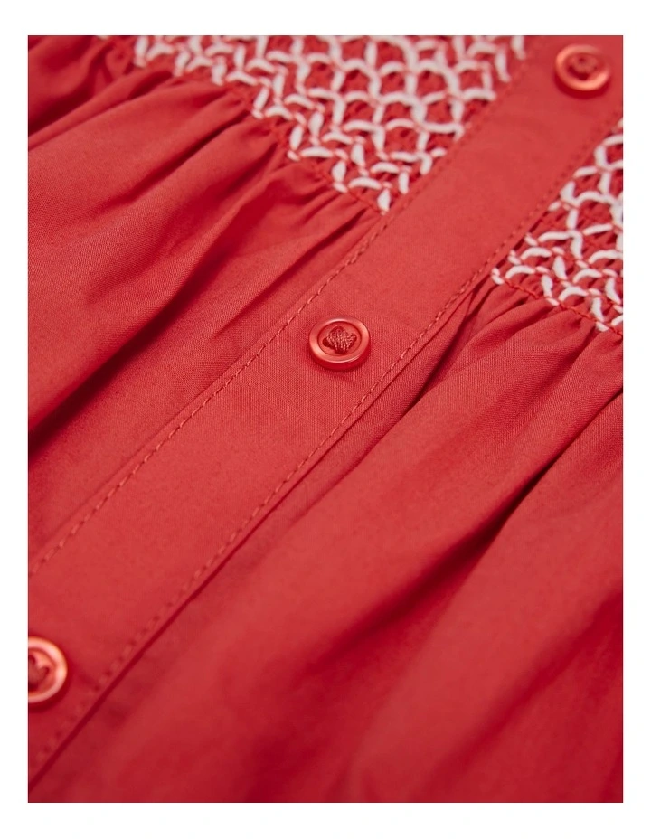 Shirred Romper Dress in Cranberry image 2