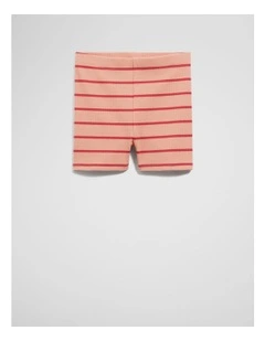 Rib Bike Short in Cranberry Stripe