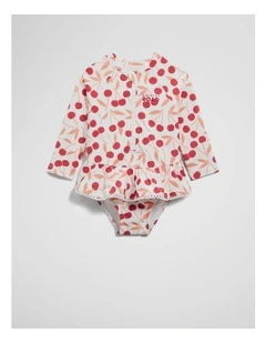 Cherry Long Sleeve Swimsuit in Multicolour