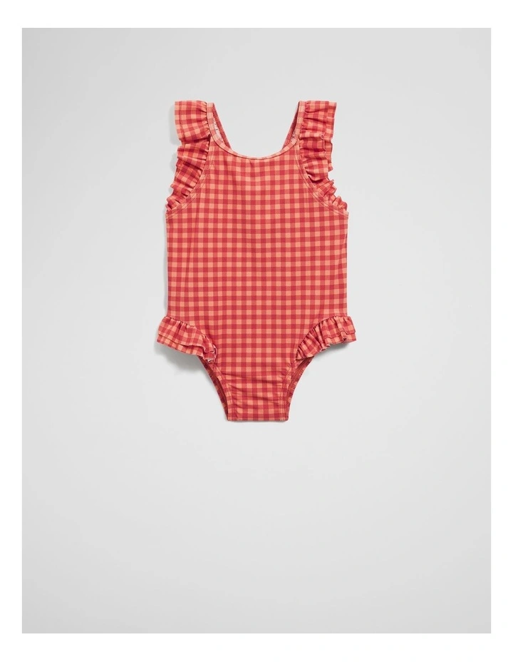 Gingham Frill Bather in Cranberry image 4