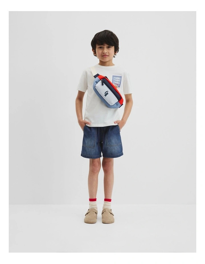 Spliced Waist Bag in Denim Blue image 2