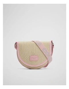 Straw Crossbody Bag in Coral