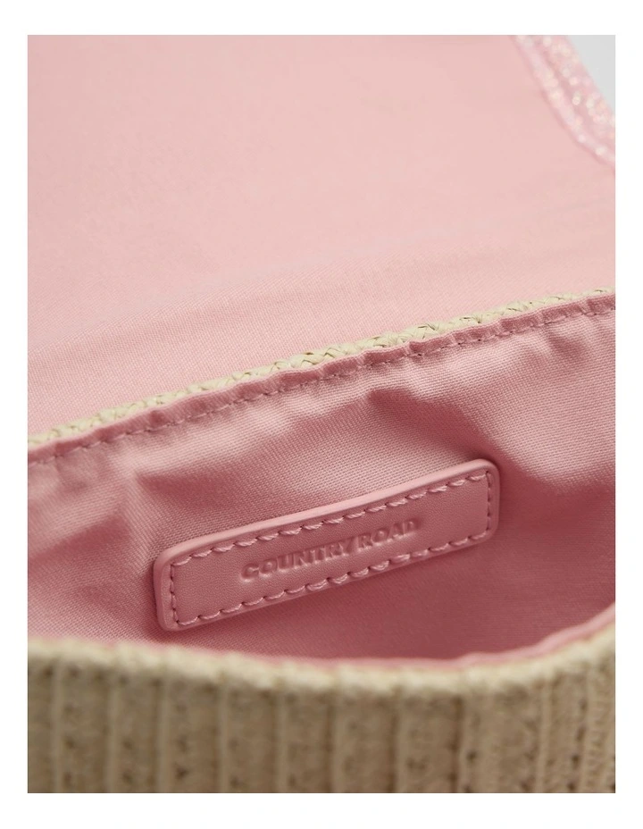 Straw Crossbody Bag in Coral image 3