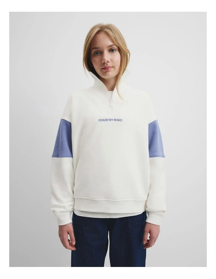 Spice Logo Zip Sweat in Porcelain Blue image 2