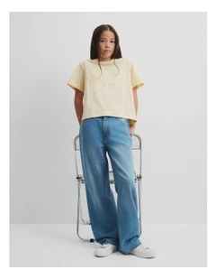 Teen Verified Australian Cotton Heritage T-shirt in Buttermilk