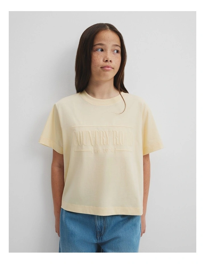 Teen Verified Australian Cotton Heritage T-shirt in Buttermilk image 2