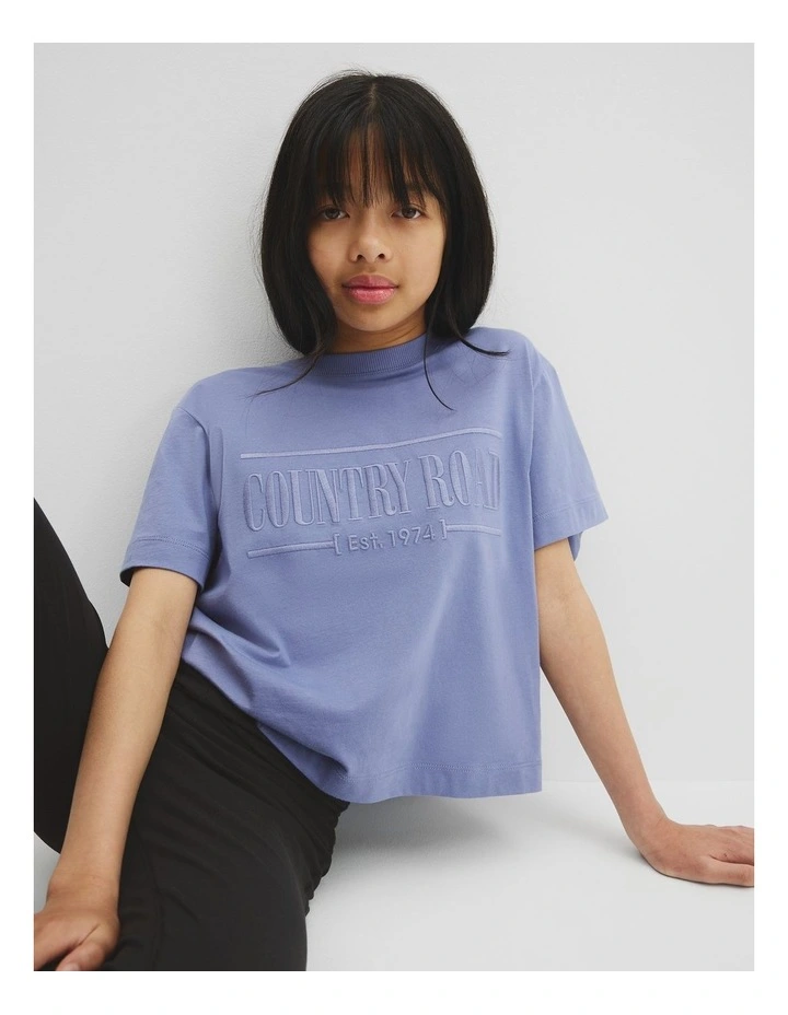 Teen Verified Australian Cotton Heritage T-shirt in Porcelain Blue image 2