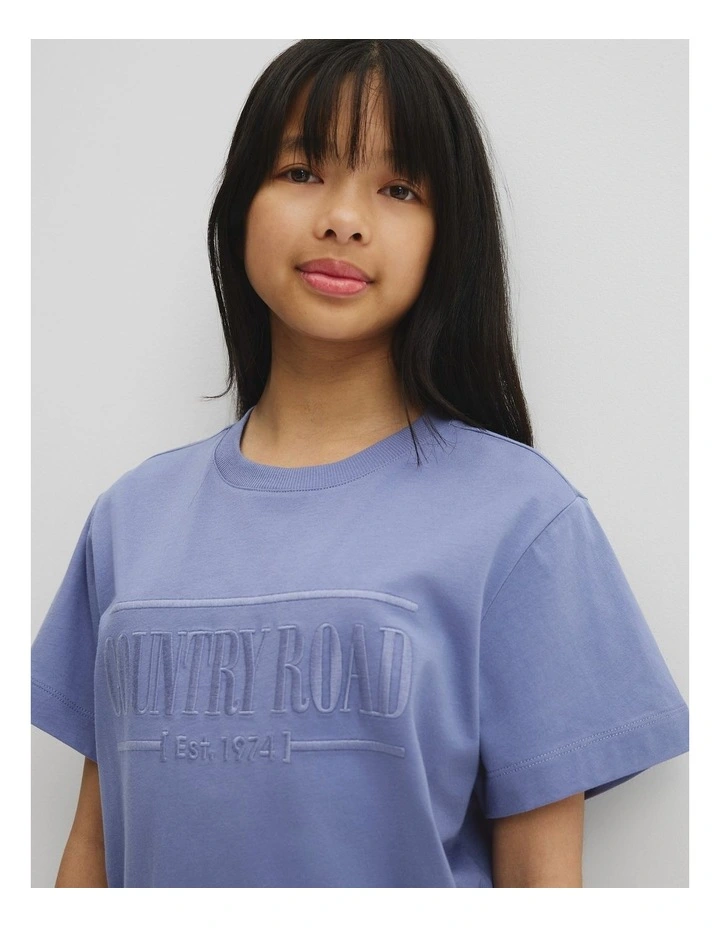 Teen Verified Australian Cotton Heritage T-shirt in Porcelain Blue image 3