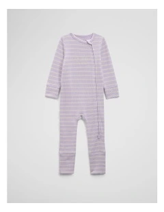 Waffle Jumpsuit in Lilac Stripe