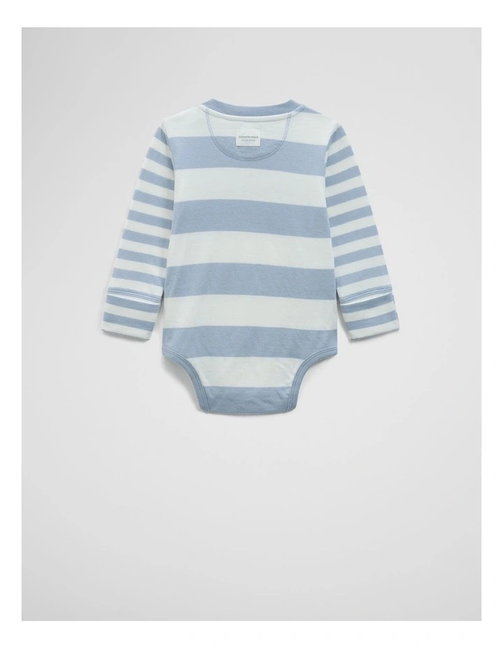 Spliced Stripe Long Sleeve Bodysuit in Dusty Blue image 4