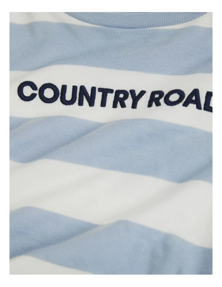 Spliced Stripe Long Sleeve Bodysuit in Dusty Blue image 5