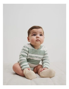 Spliced Stripe Long Sleeve Bodysuit in Fern