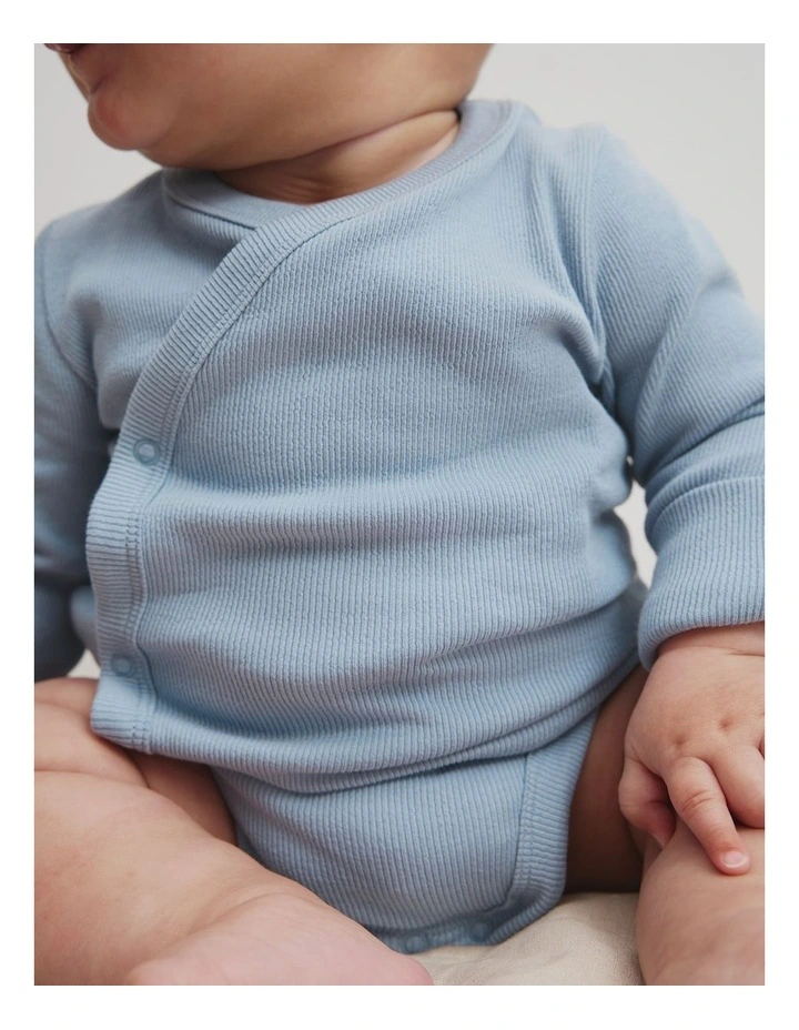 Kimono Long Sleeve Bodysuit in Dusty Blue image 2