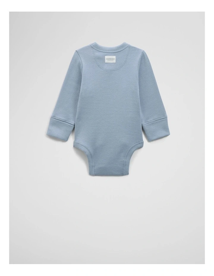 Kimono Long Sleeve Bodysuit in Dusty Blue image 4