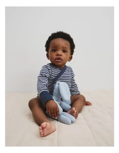 Kimono Long Sleeve Bodysuit in Navy Stripe