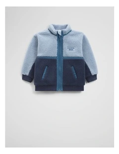 Sherpa Zip Through Jacket in Navy