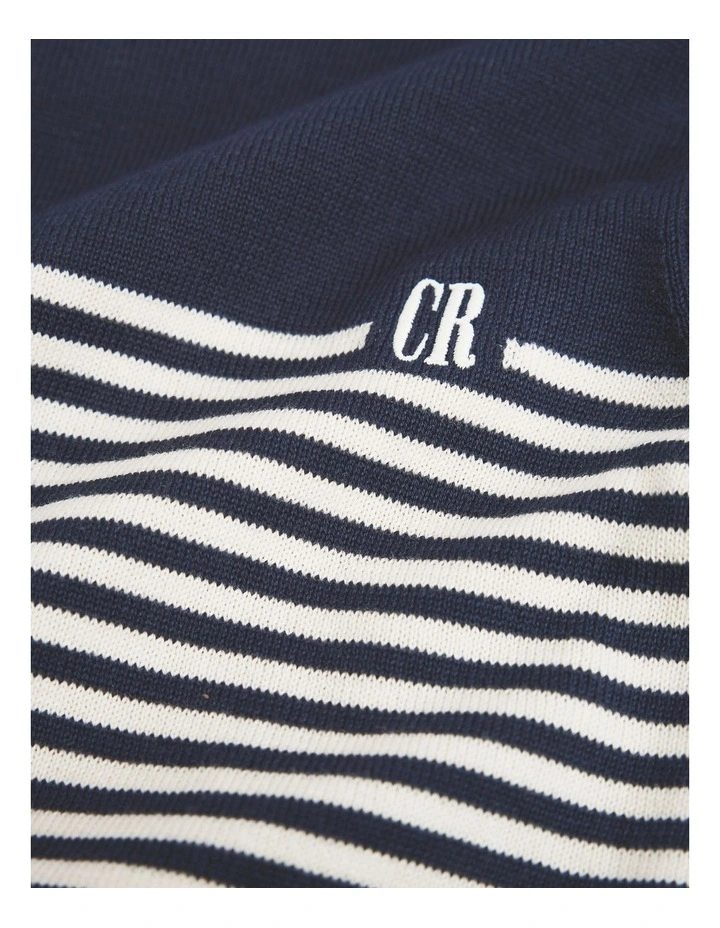 Stripe Country Road Logo Knit in Navy Marle image 2