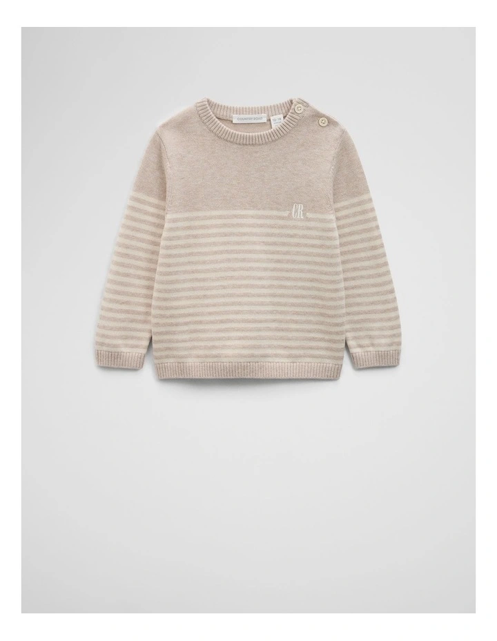 Stripe Country Road Logo Knit in Stone Marle image 1